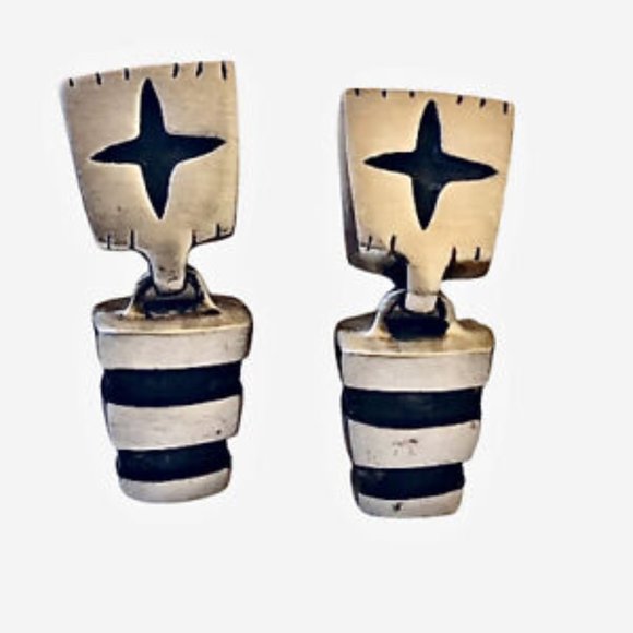 Lisa Jenks Garland Sterling Silver Earrings CAT TRACKS Dangle Post Modernist - Picture 7 of 14